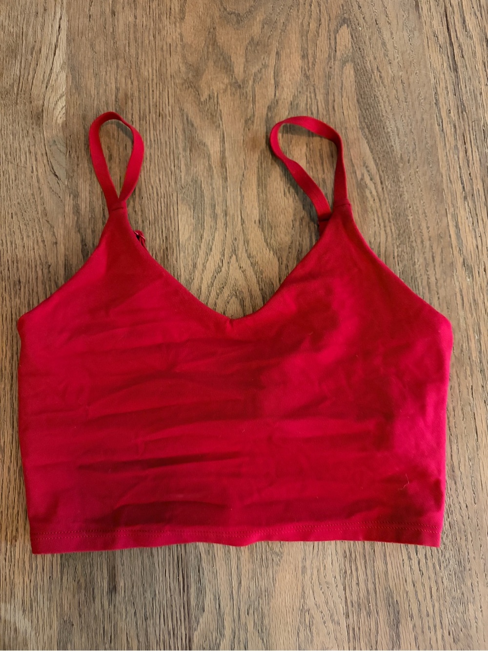 Women’s Red V-Neck Cropped Tank @ Wide-Leg Ribbed Athleta Set sz S
